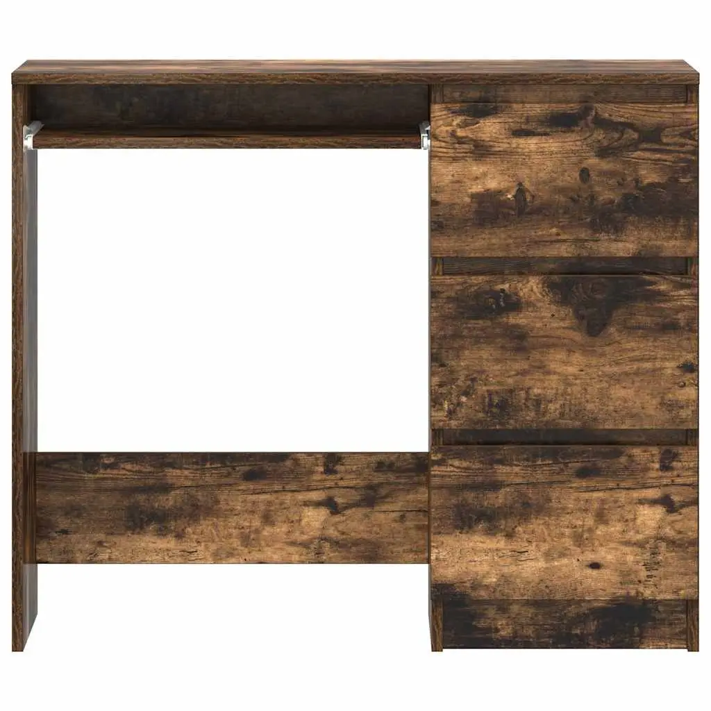 Brown Office Desk Engineered Wood Storage Drawers Study Workstation 90x45x76cm
