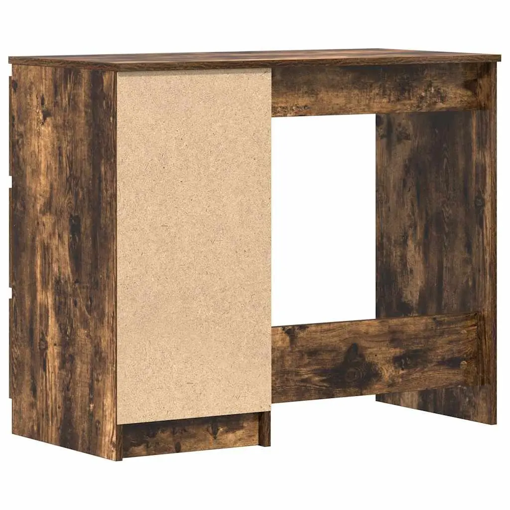 Brown Office Desk Engineered Wood Storage Drawers Study Workstation 90x45x76cm