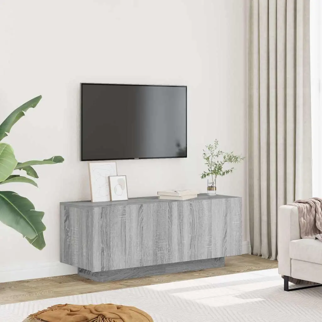 TV Cabinet Grey Sonoma Engineered Wood Media Unit Storage Compartments