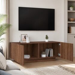 Practical Brown Oak TV Cabinet for Organized Living Room