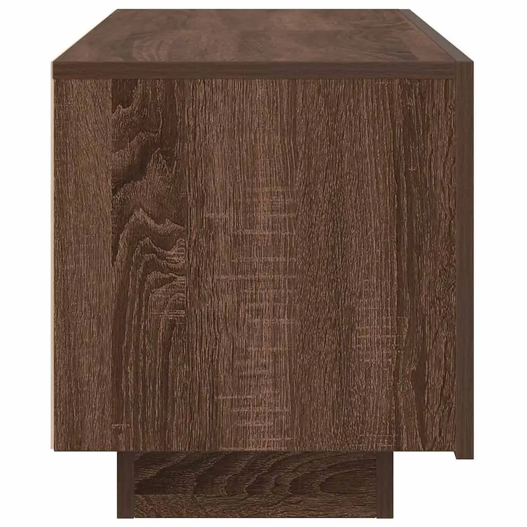 Brown Oak TV Cabinet Engineered Wood Storage Unit 100x35x40 cm Two Compartments
