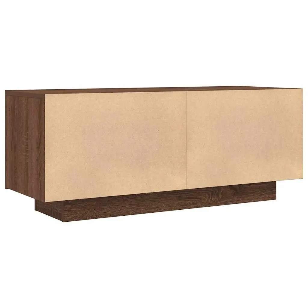 Brown Oak TV Cabinet Engineered Wood Storage Unit 100x35x40 cm Two Compartments