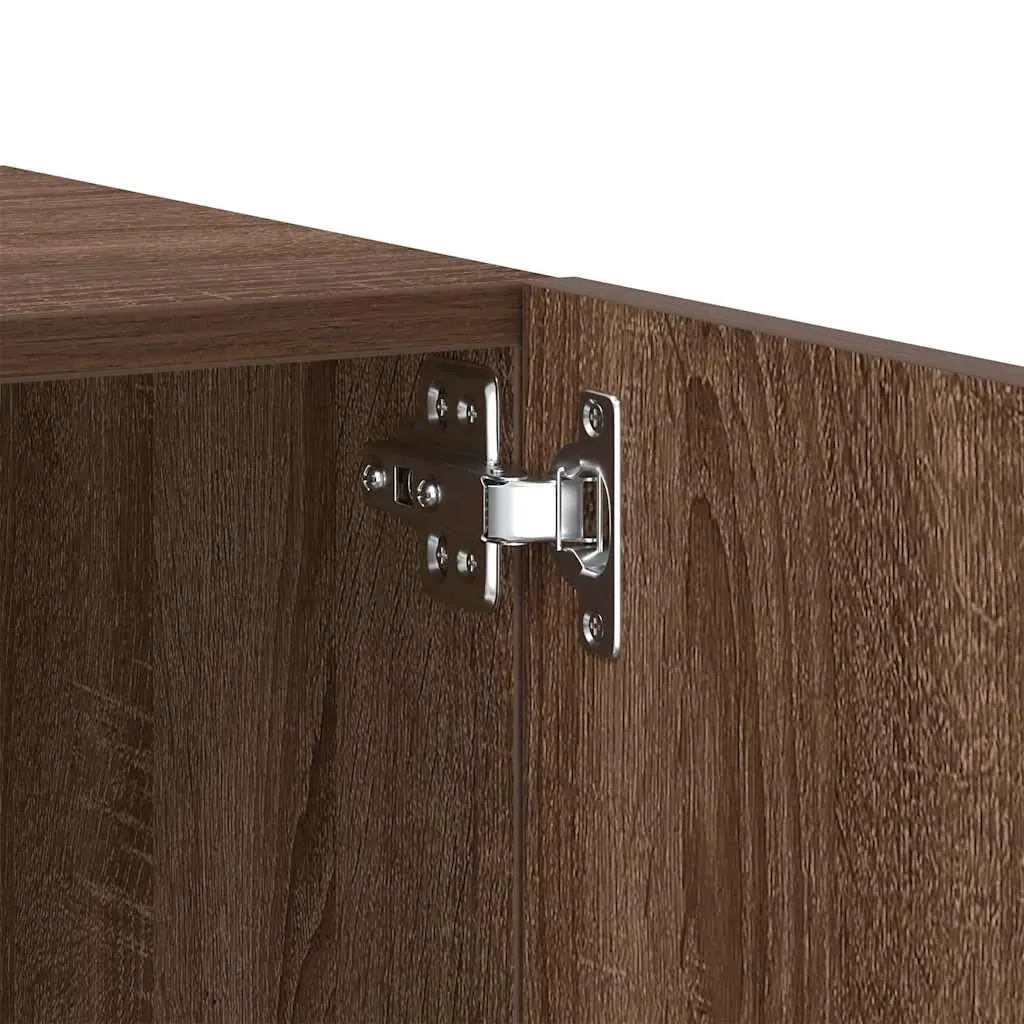 Brown Oak TV Cabinet Engineered Wood Storage Unit 100x35x40 cm Two Compartments