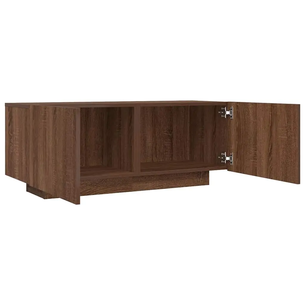 Brown Oak TV Cabinet Engineered Wood Storage Unit 100x35x40 cm Two Compartments