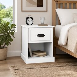 Bedside Cabinets with Drawer and Open Shelf