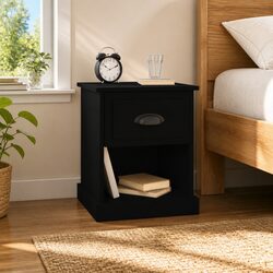 Bedside Cabinets 2 pcs Black 39x39x47.5 cm Engineered Wood Nightstand Storage