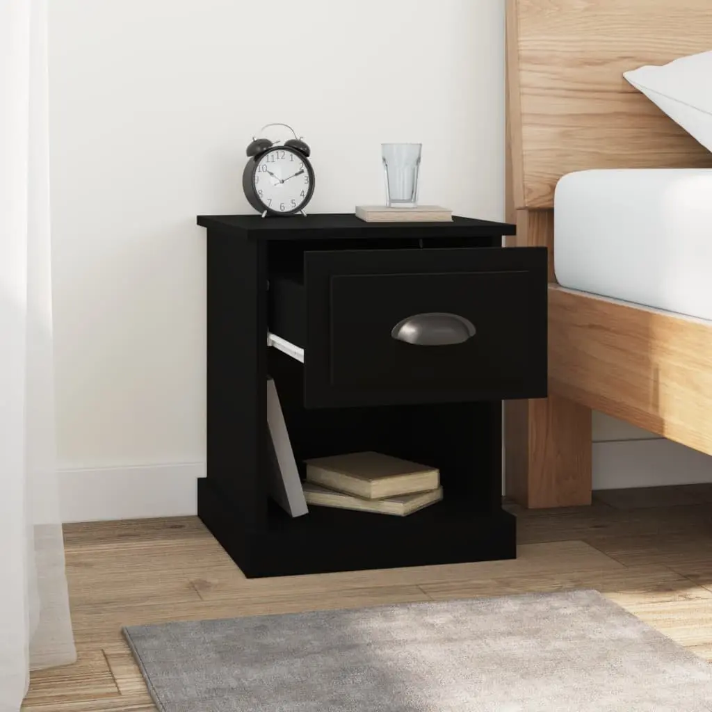 Bedside Cabinets Engineered Wood 39x39x47.5 cm Black 2 pcs Nightstand Storage