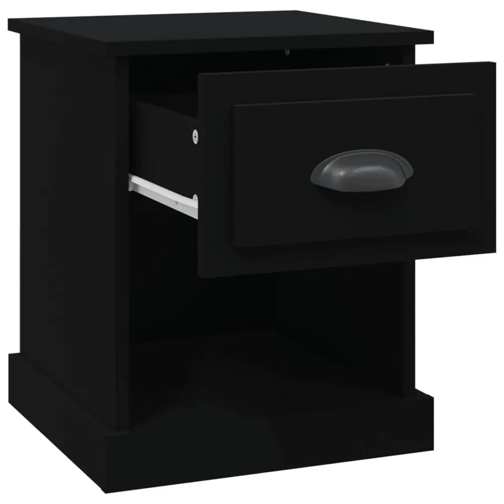 Bedside Cabinets Engineered Wood 39x39x47.5 cm Black 2 pcs Nightstand Storage