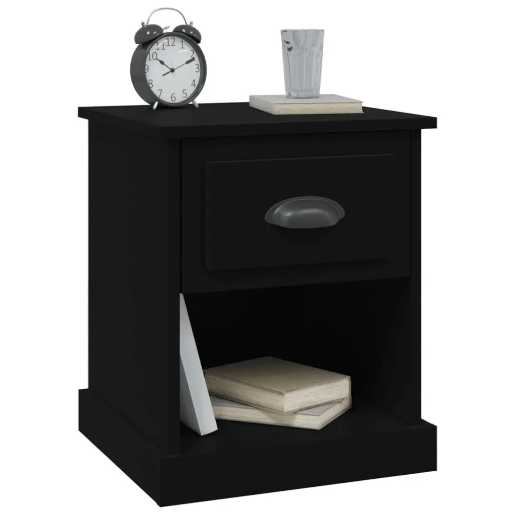 Bedside Cabinets Engineered Wood 39x39x47.5 cm Black 2 pcs Nightstand Storage
