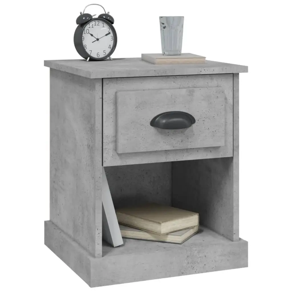 Bedside Cabinets Grey Engineered Wood Nightstand Storage 39x39x47.5cm 2 Piece
