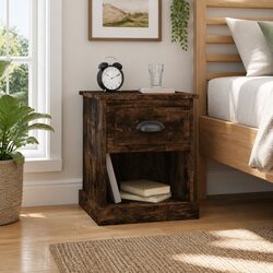 Bedside Cabinets 2pcs Bedside Tables Smoked Oak Nightstand Drawer Side Table