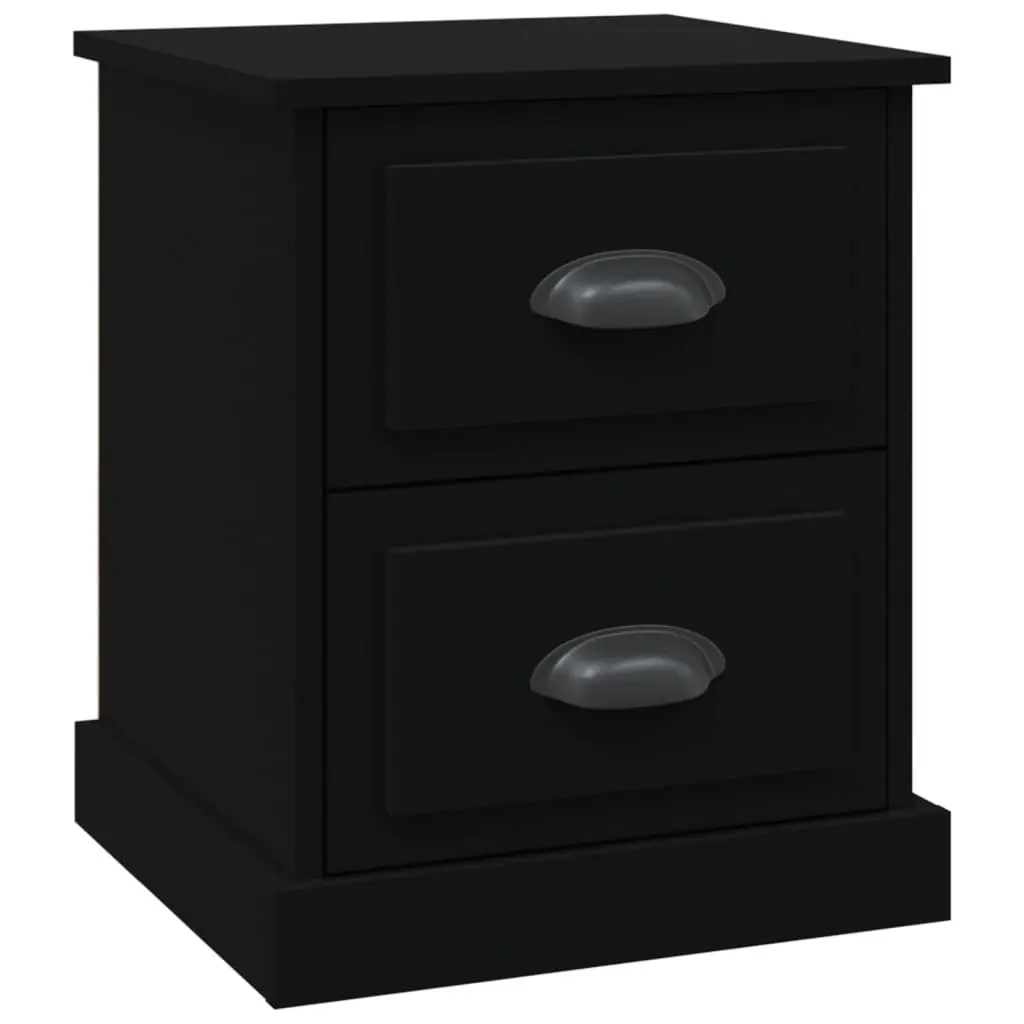 Bedside Cabinet Engineered Wood 39x39x47.5cm Black 2 Drawers