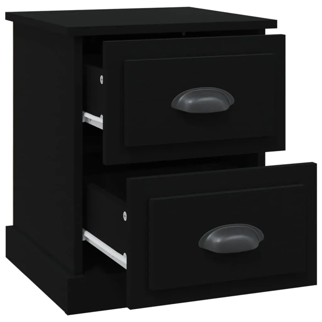 Bedside Cabinet Engineered Wood 39x39x47.5cm Black 2 Drawers