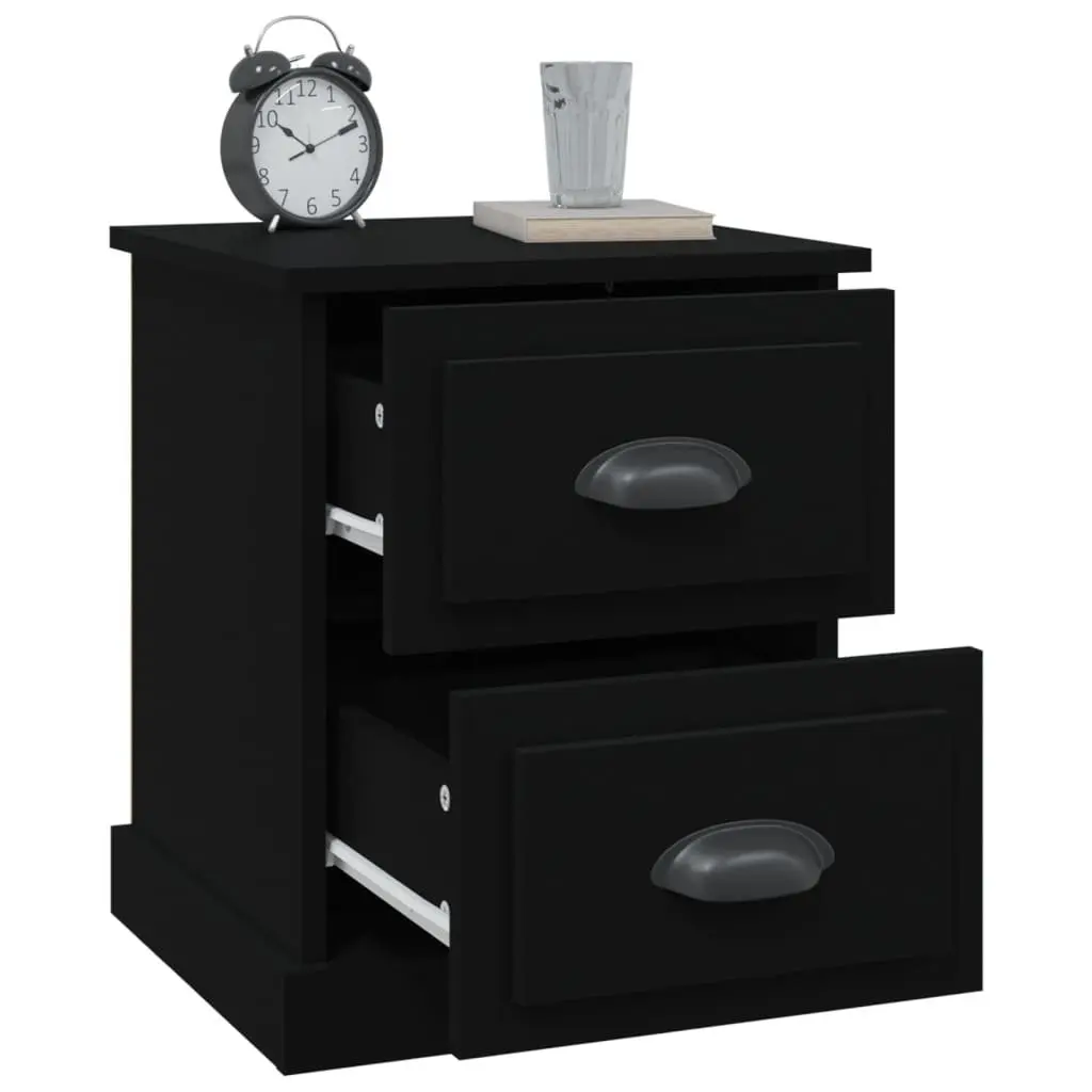 Bedside Cabinet Engineered Wood 39x39x47.5cm Black 2 Drawers