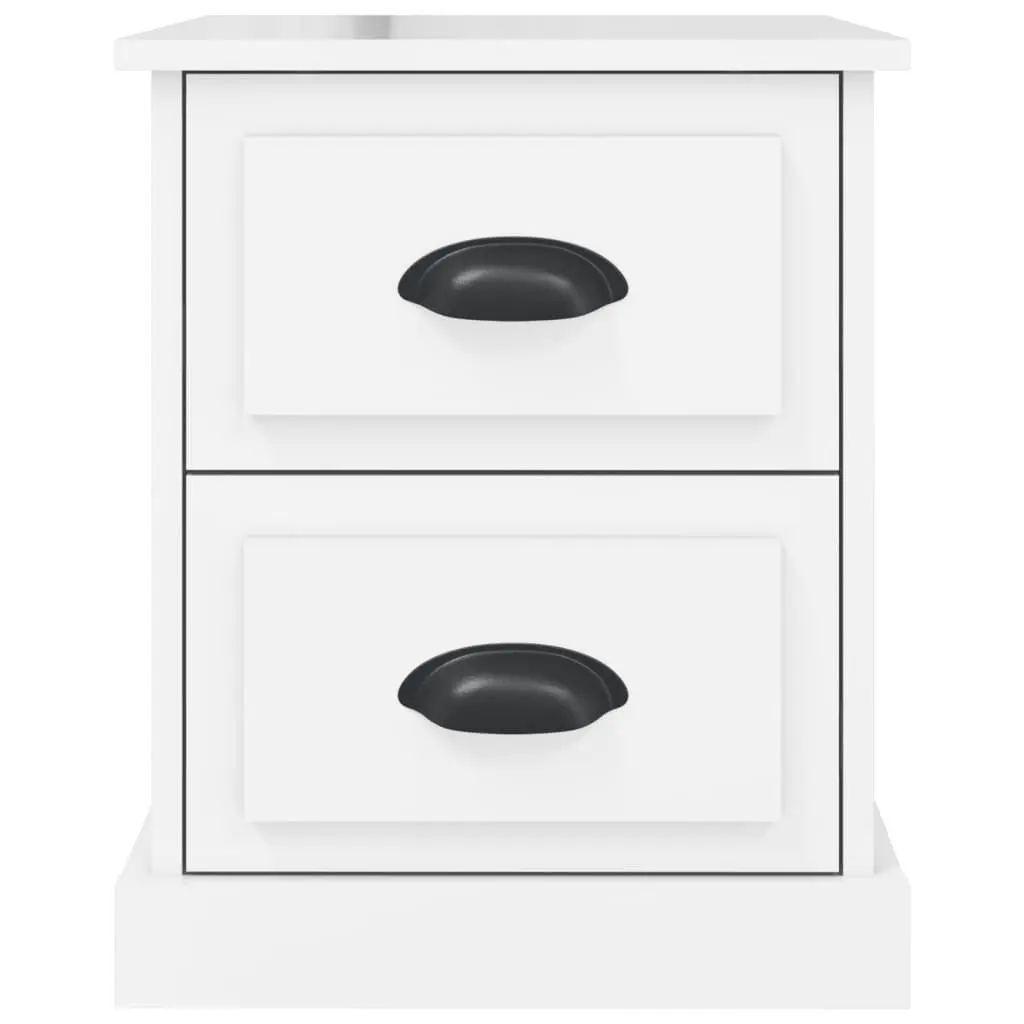 White Nightstand Engineered Wood 2 Drawer Bedside Cabinet Storage Table 39W x 39D x 47.5H cm