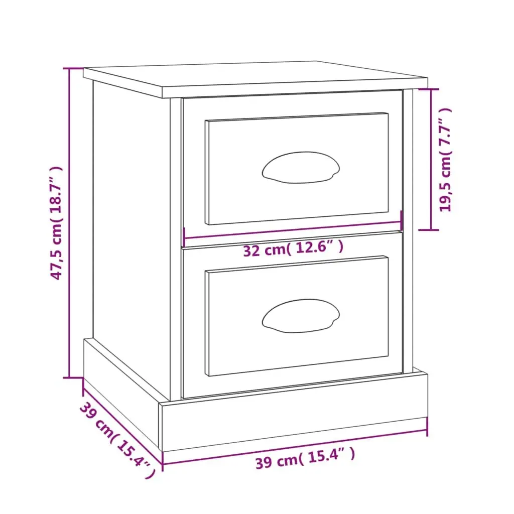 Bedside Cabinets 2 pcs Brown 39x39x47.5 cm Engineered Wood Nightstand Storage