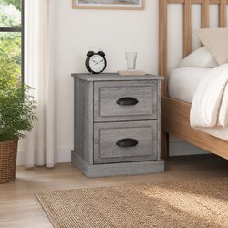 Bedside Cabinet 2 Drawer Nightstand Side Table Storage Grey Sonoma 39x39x47.5cm
