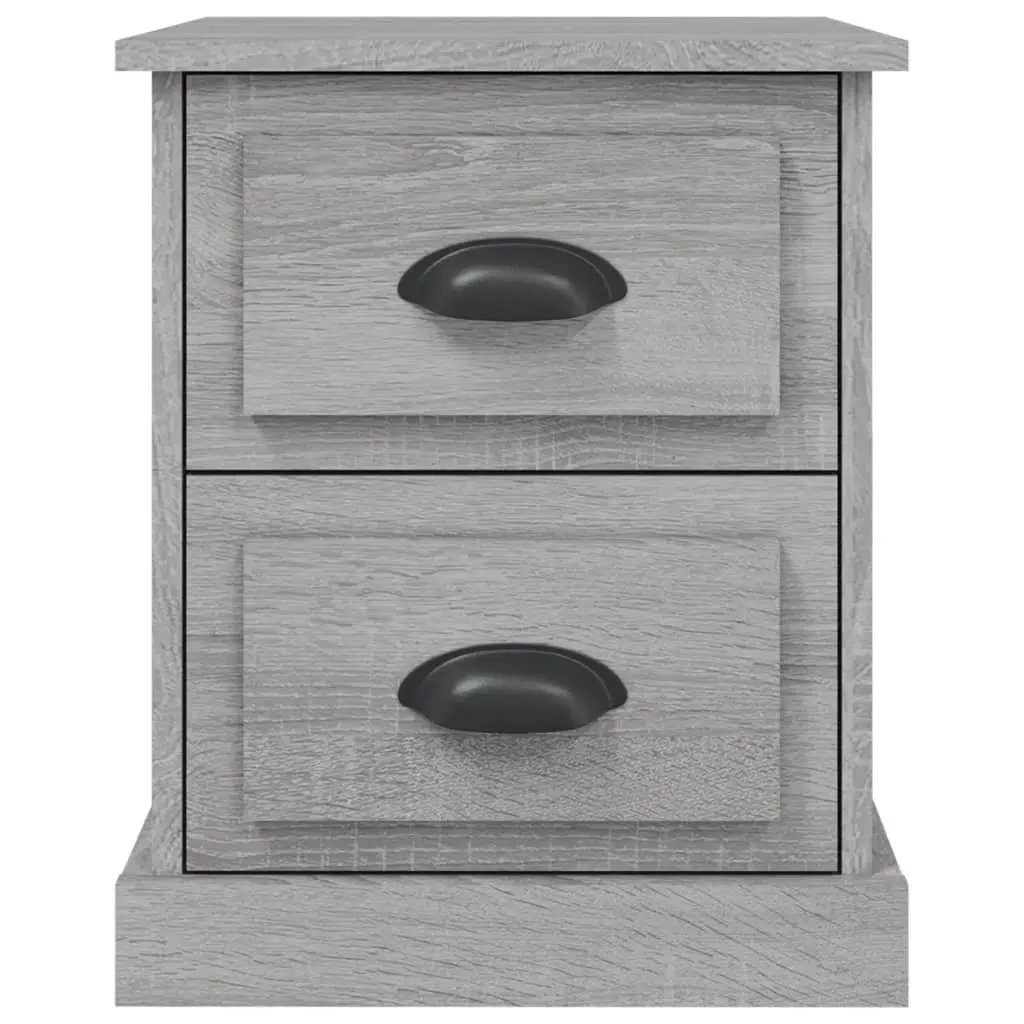 Bedside Cabinet Engineered Wood 39x39x47.5cm Grey 2 Drawer Nightstand Side Table Storage
