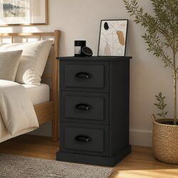 Practical Bedside Cabinet with 3 Storage Drawers