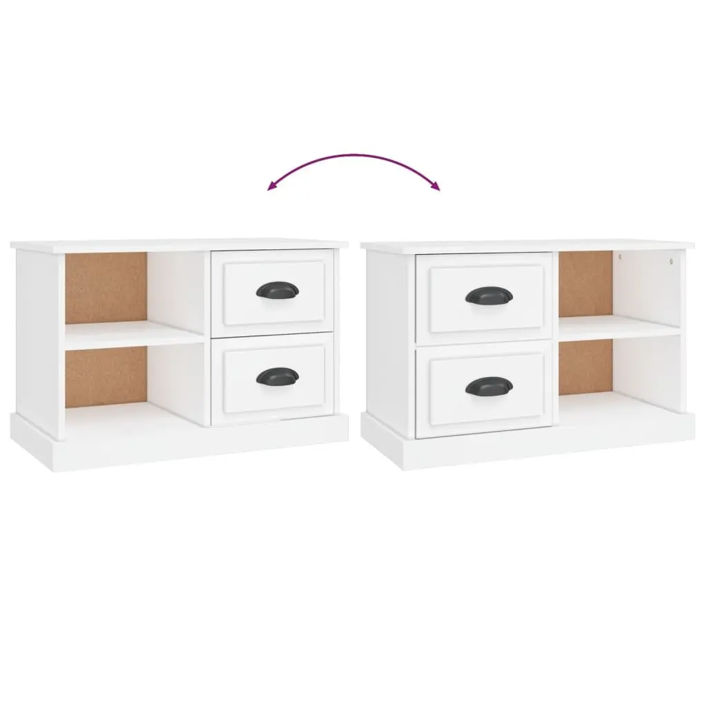 TV Cabinet Engineered Wood White 73 x 35.5 x 47.5 cm with Drawers Open Compartments