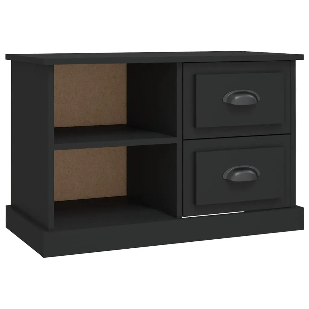 TV Cabinet Engineered Wood 73x35.5x47.5 cm Black with 2 Drawers Open Compartments