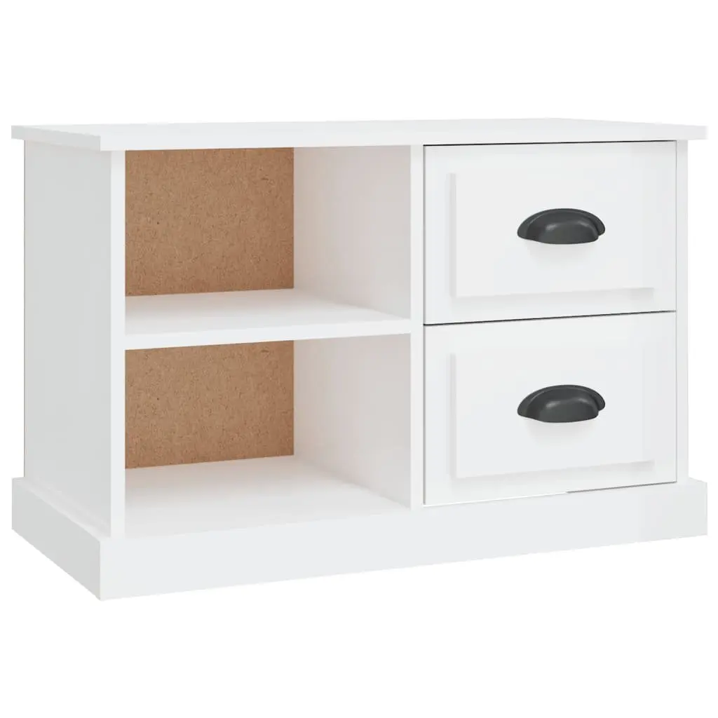 TV Cabinet White High Gloss Engineered Wood Furniture Storage Unit Drawers