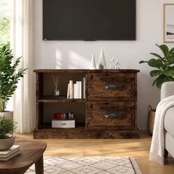 Practical Brown Smoked Oak TV Cabinet with Storage Options