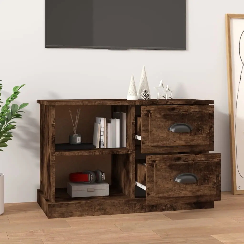 Brown Smoked Oak TV Cabinet with Storage Options