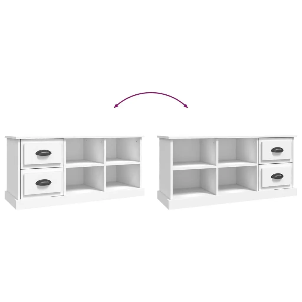 TV Cabinet Engineered Wood 102x35.5x47.5 cm White Storage Unit with Drawers and Open Compartments