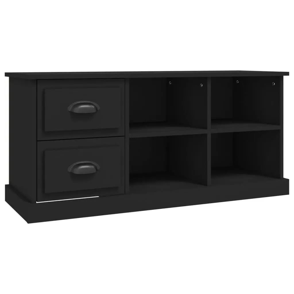 TV Cabinet Engineered Wood 102x35.5x47.5 cm Black Storage Unit with Drawers Open Compartments