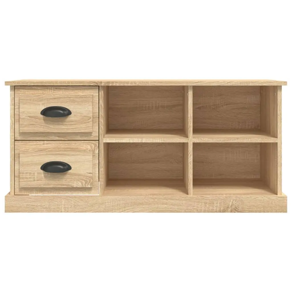 TV Cabinet Brown Engineered Wood Storage Unit with Drawers and Open Compartments