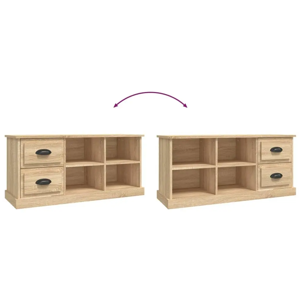 TV Cabinet Brown Engineered Wood Storage Unit with Drawers and Open Compartments