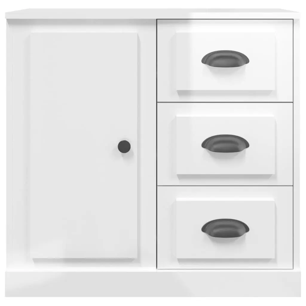 Sideboard Engineered Wood High Gloss White Storage Cabinet 70 x 35.5 x 67.5 cm