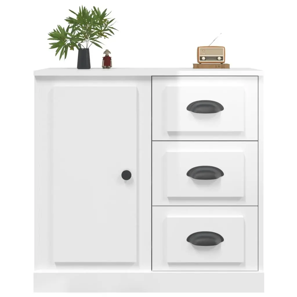 Sideboard Engineered Wood High Gloss White Storage Cabinet 70 x 35.5 x 67.5 cm