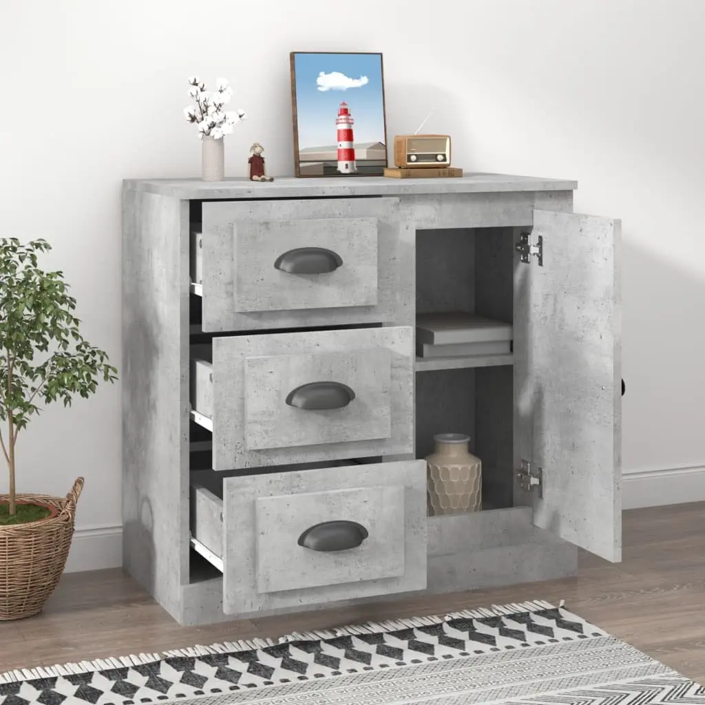Storage Cabinet Sideboard Engineered Wood Buffet Display Unit Grey 70 x 35.5 x 67.5 cm