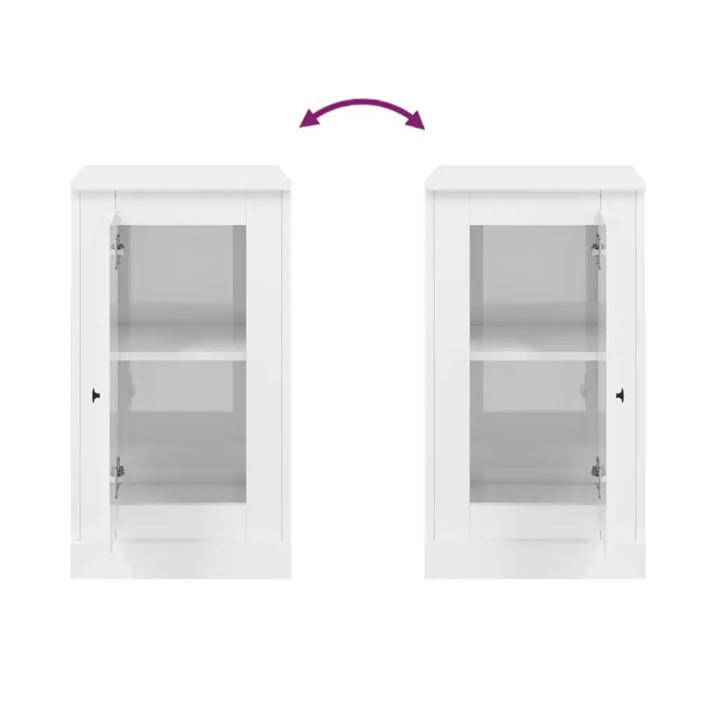 Sideboards 2 pcs High Gloss White Storage Cabinet Engineered Wood Cupboard