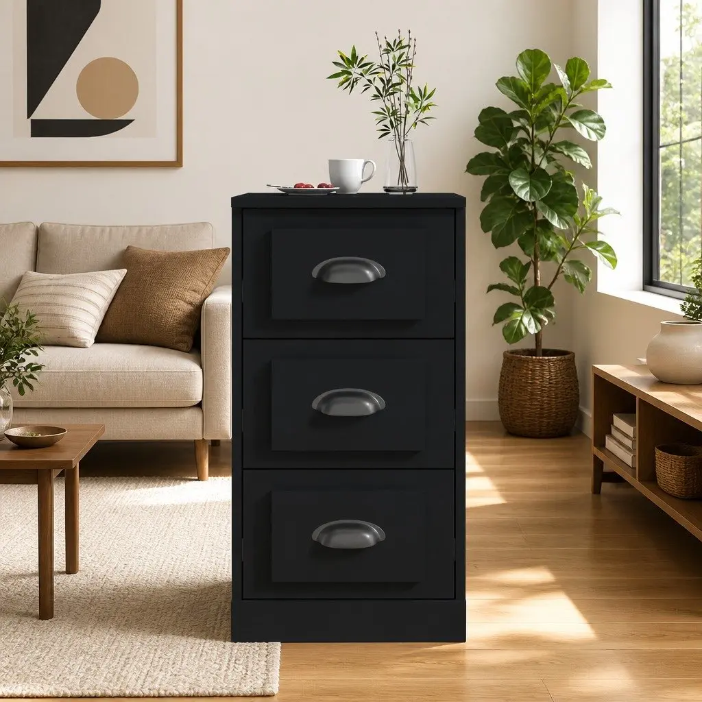 Sideboard Storage Cabinet Engineered Wood 36 x 35.5 x 67.5 cm Black