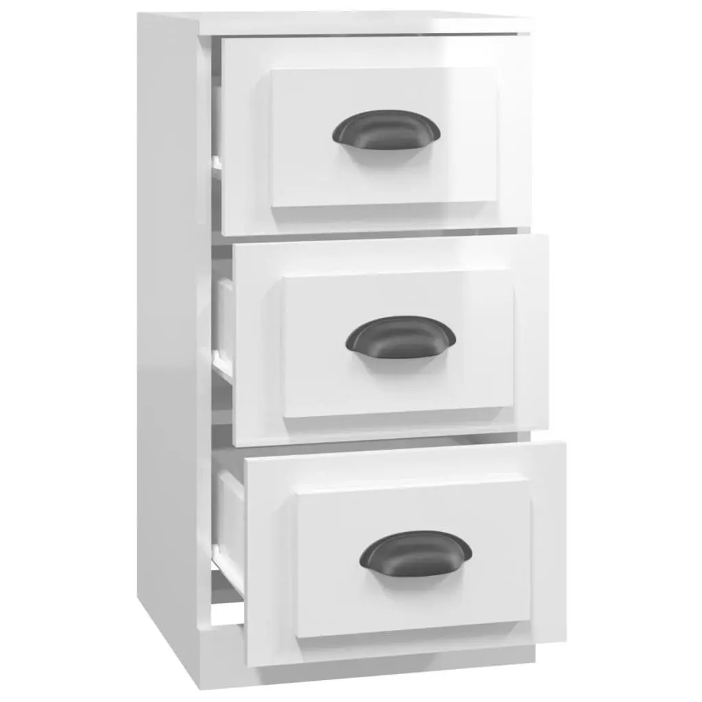 White High Gloss Sideboard Cabinet Engineered Wood Storage Buffet Furniture