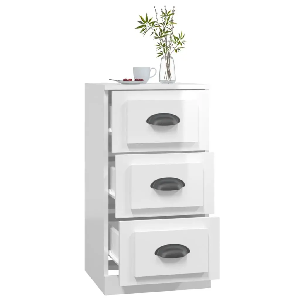 White High Gloss Sideboard Cabinet Engineered Wood Storage Buffet Furniture