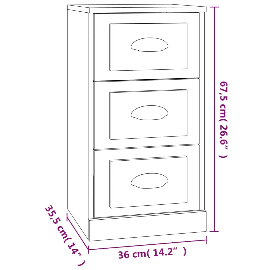 White High Gloss Sideboard Cabinet Engineered Wood Storage Buffet Furniture