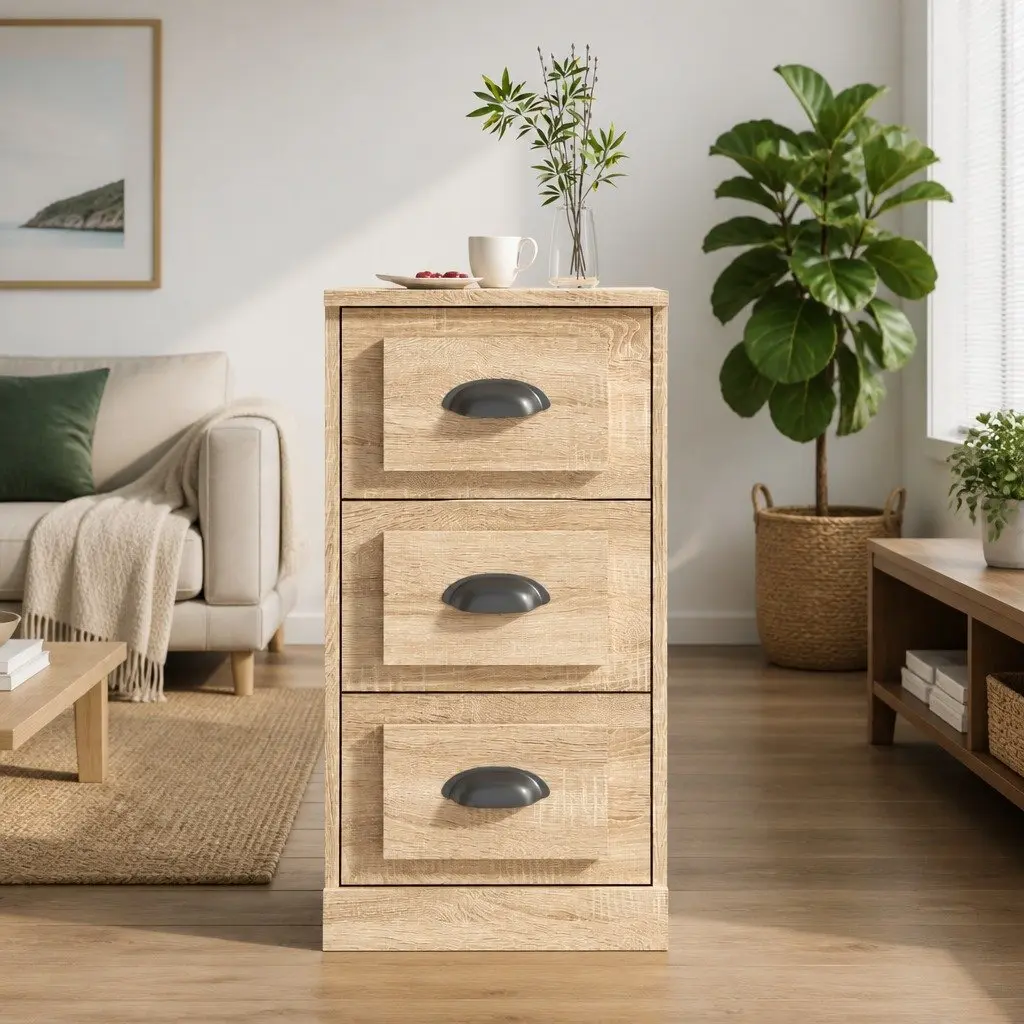 Sideboard Engineered Wood Brown 36W x 35.5D x 67.5H cm Storage Cabinet Furniture Buffet Display Unit