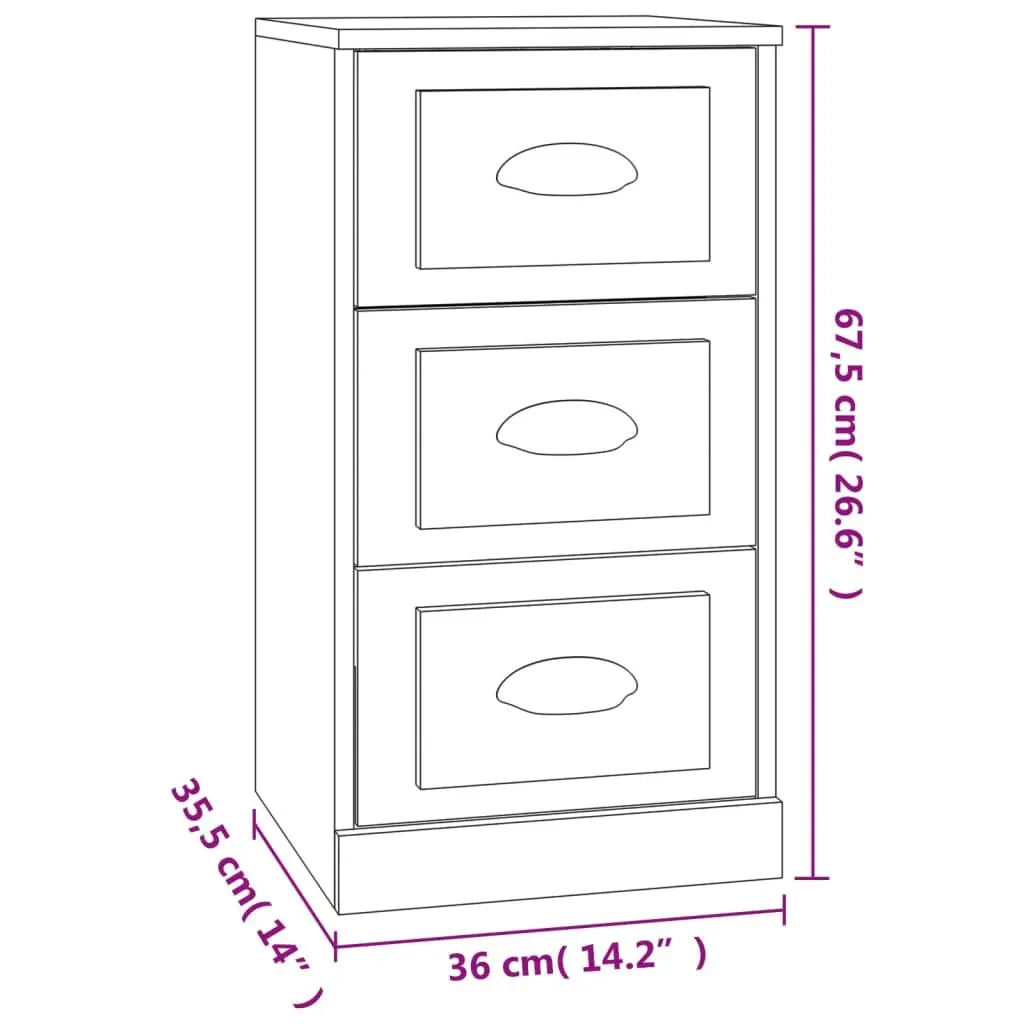Sideboard Engineered Wood Brown 36W x 35.5D x 67.5H cm Storage Cabinet Furniture Buffet Display Unit