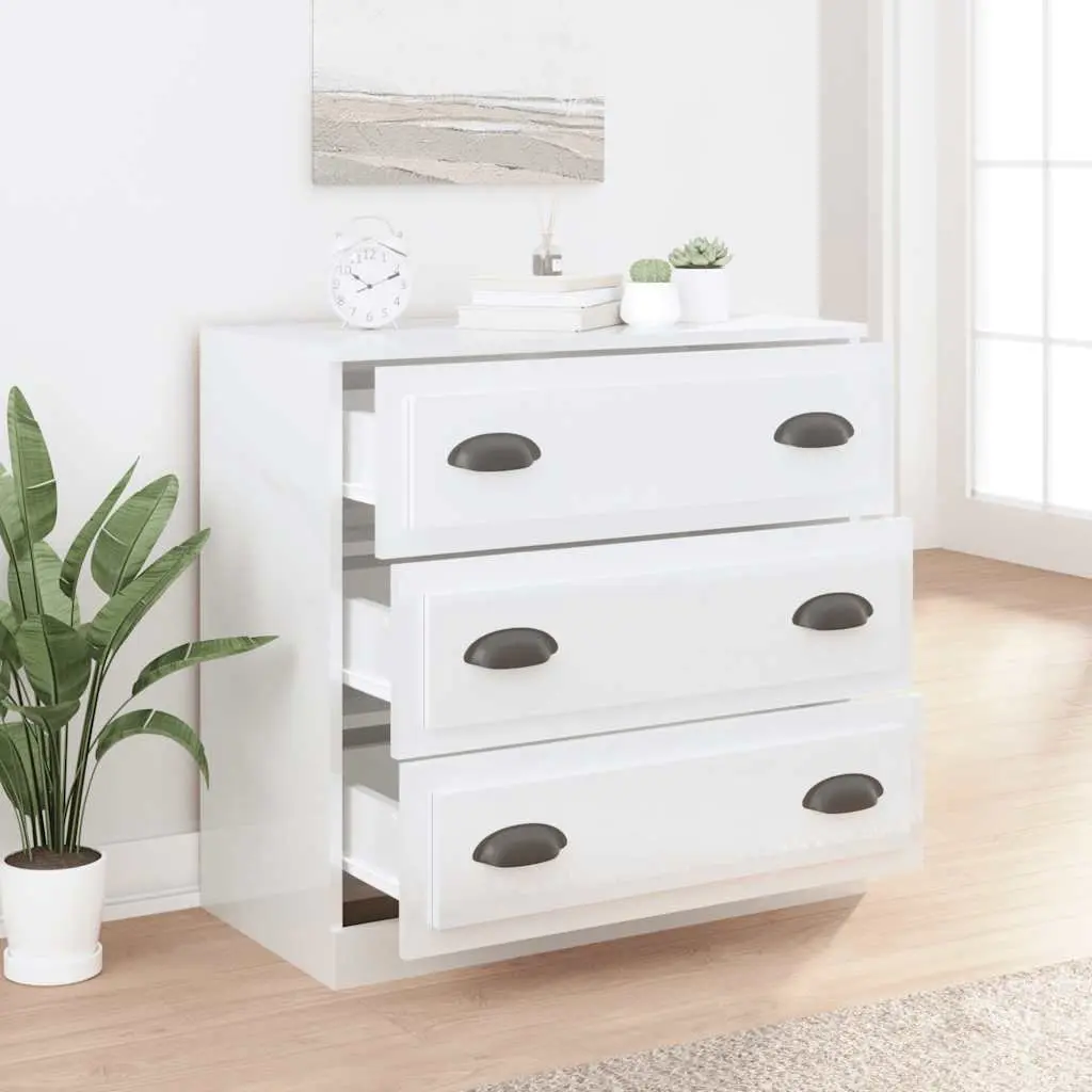 Sideboard Cabinet Engineered Wood 70cm White High Gloss