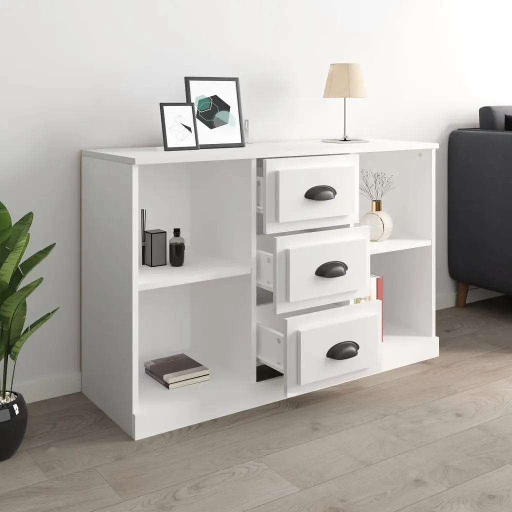 White Sideboard Cabinet Storage Buffet Engineered Wood Furniture Cupboard