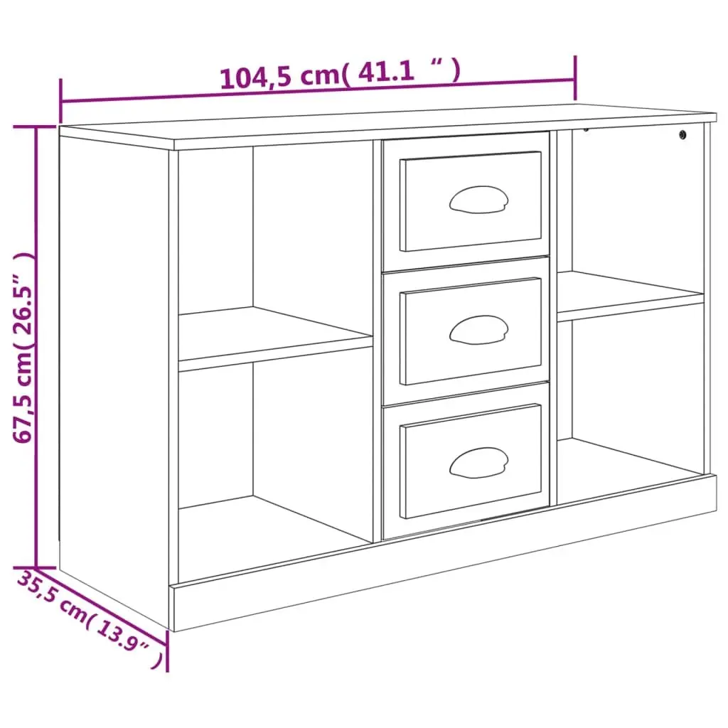 White Sideboard Cabinet Storage Buffet Engineered Wood Furniture Cupboard