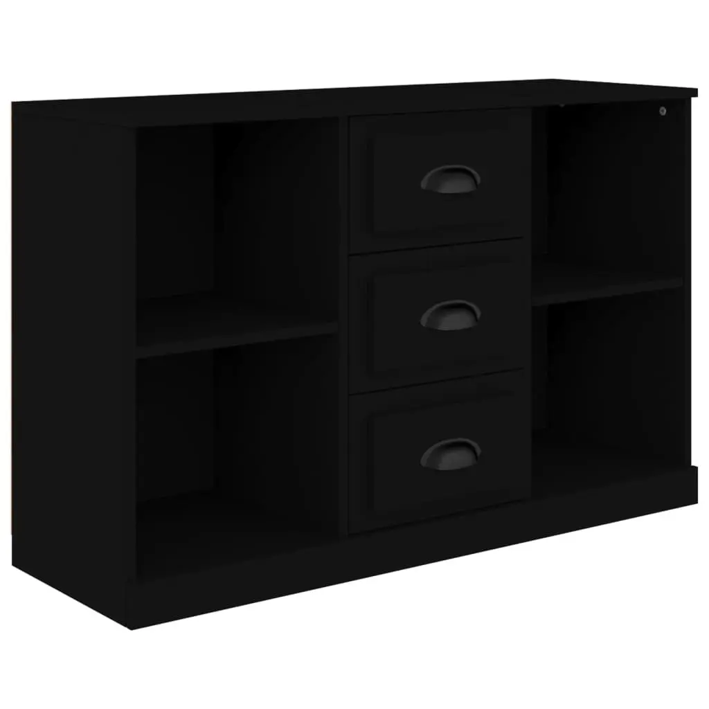 Black Sideboard Cabinet Engineered Wood 104.5 x 35.5 x 67.5 cm Storage Furniture