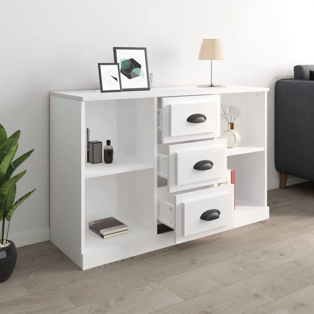 Sideboard Engineered Wood High Gloss White Storage Cabinet 104.5W x 35.5D x 67.5H cm