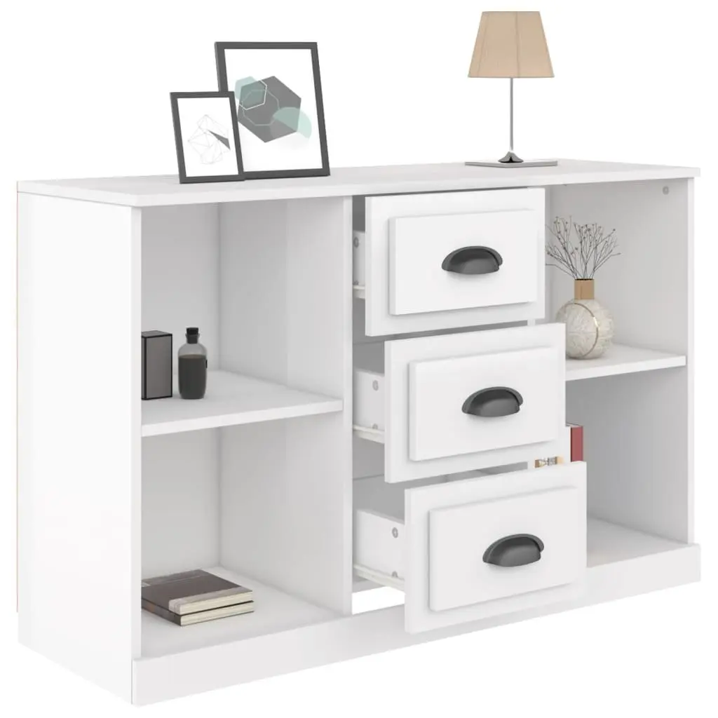 Sideboard Engineered Wood High Gloss White Storage Cabinet 104.5W x 35.5D x 67.5H cm
