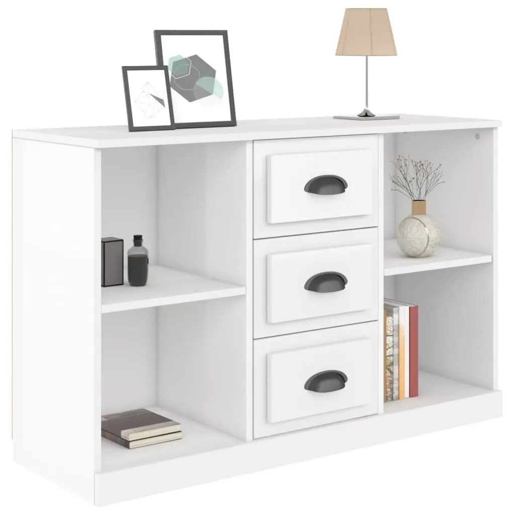 Sideboard Engineered Wood High Gloss White Storage Cabinet 104.5W x 35.5D x 67.5H cm