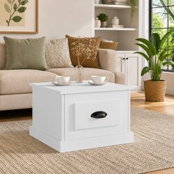 Functional High Gloss White Coffee Table with Drawer Storage